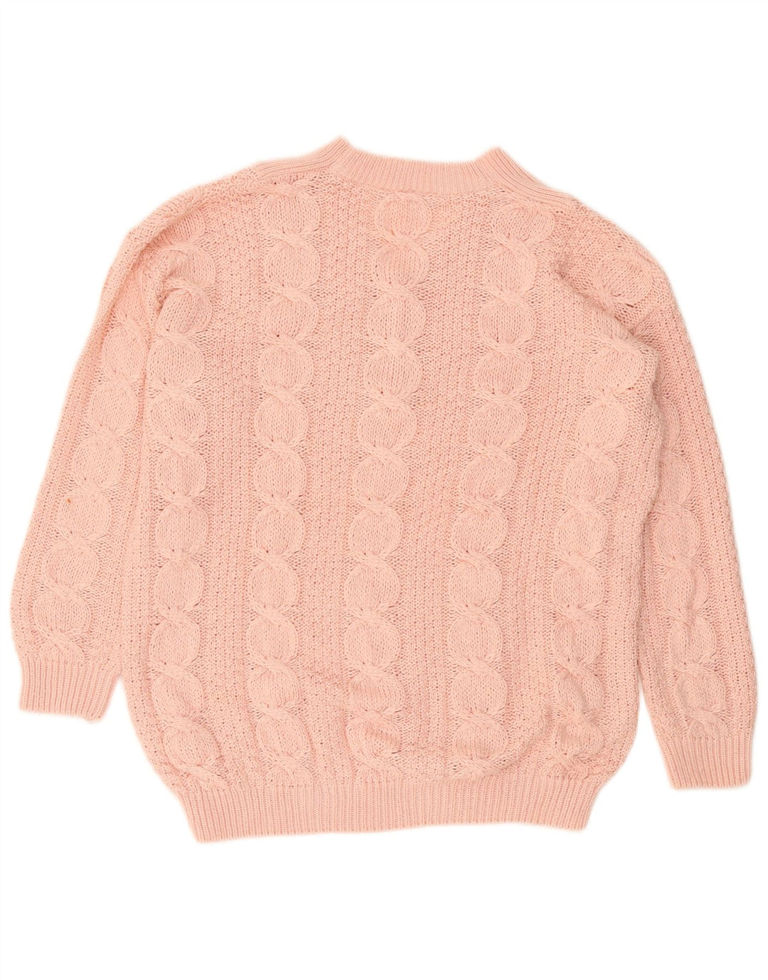 VINTAGE Dame V-hals sweater UK 16 Stor Pink Akryl