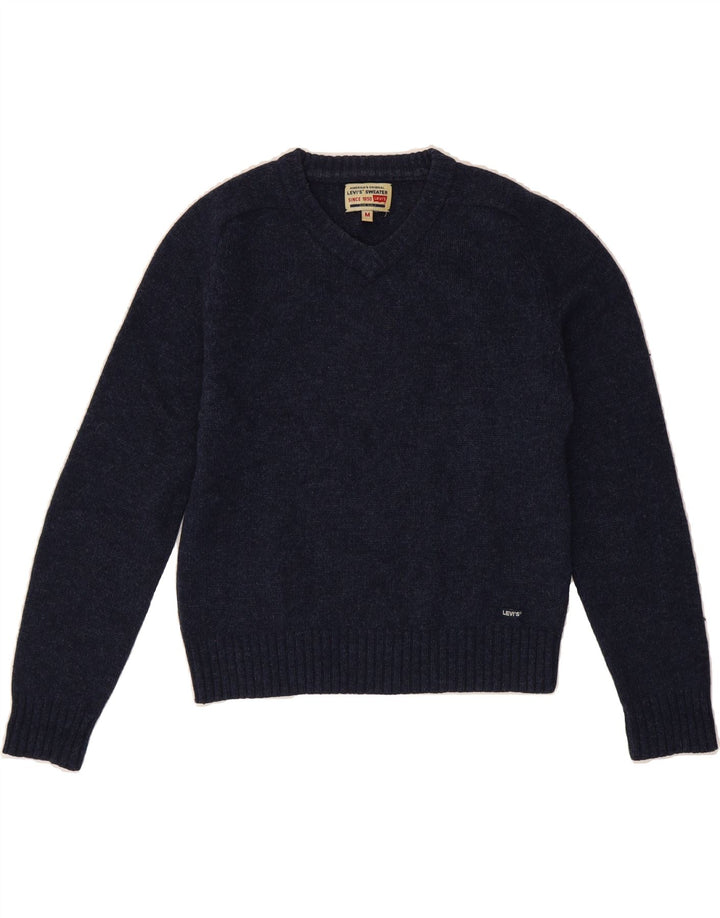 LEVI'S Girls V-Neck Jumper Sweater 13-14 Years Medium  Navy Blue Wool Vintage Levi's and Second-Hand Levi's from Messina Hembry 