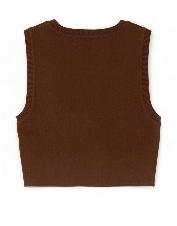 Zara Womens Crop Vest Top UK 8 Small Brown