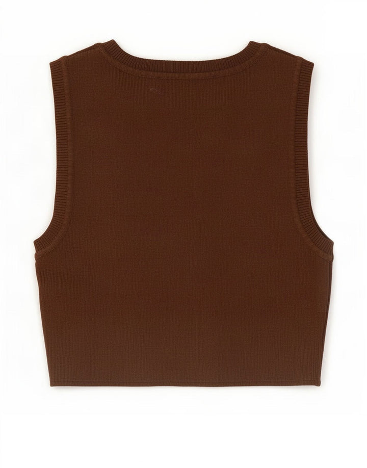Zara Womens Crop Vest Top UK 8 Small Brown