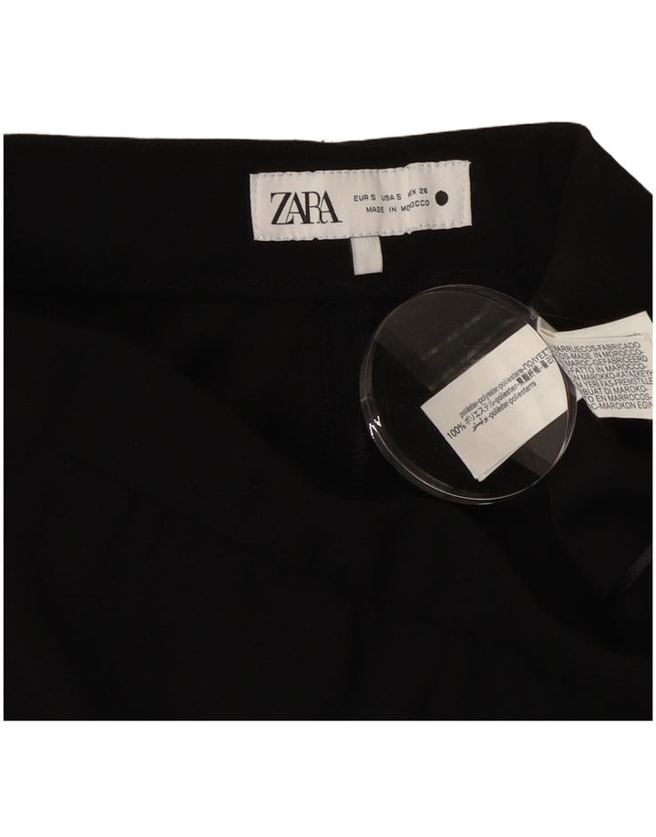 Zara Dame Bootcut Casual Bukser Small W26 L28 Sort Polyester