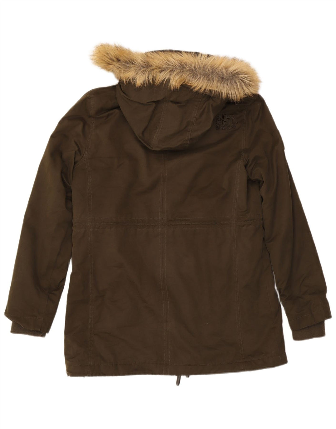 SUPERDRY Parkajakke med hætte til kvinder UK 18 XL Khaki Polyester