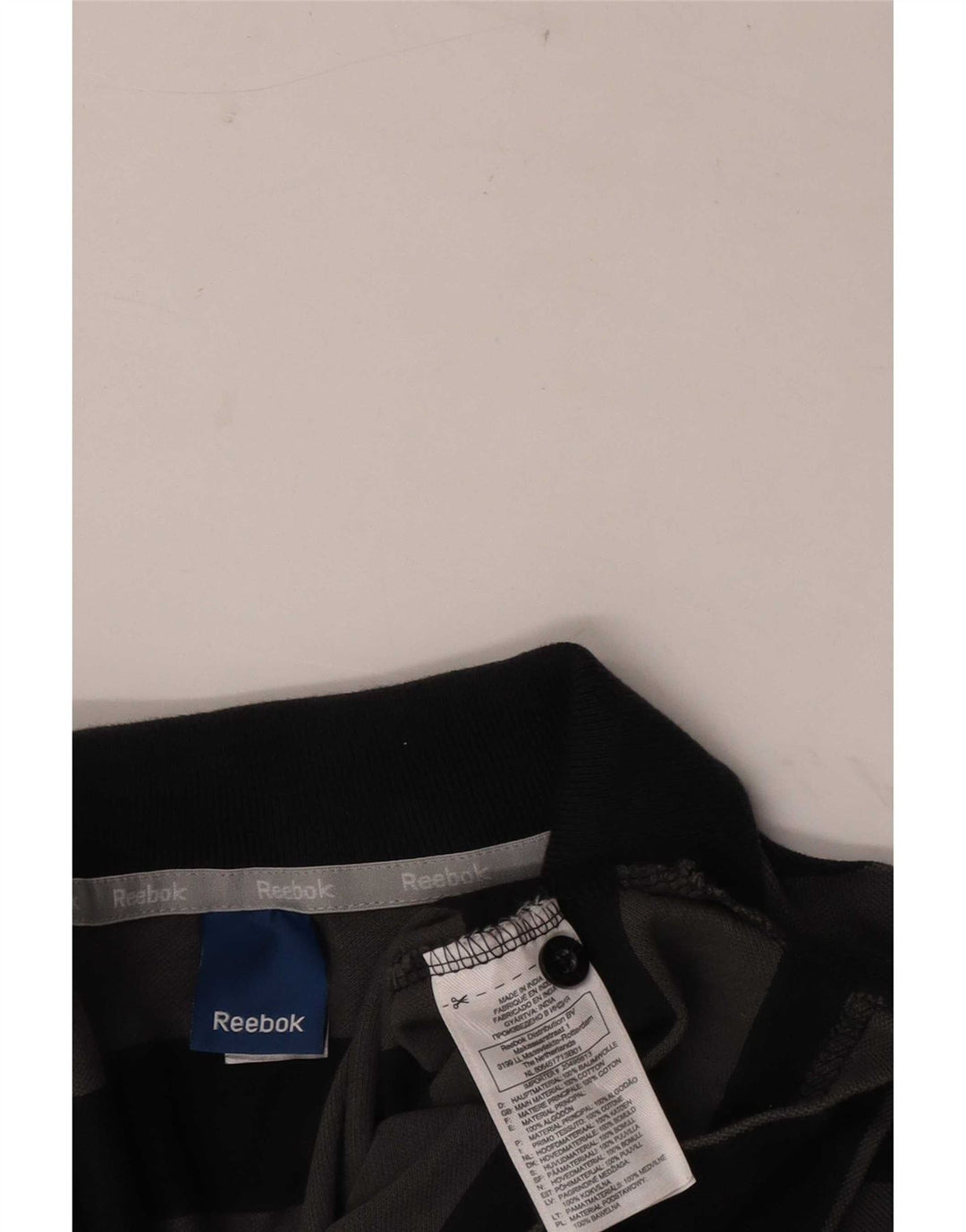 Reebok herre poloshirt XL gråstribet bomuld