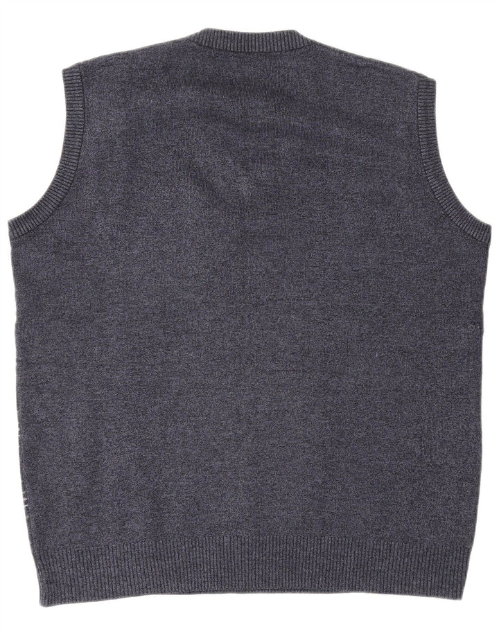 VINTAGE Herrevest Tank Top Stor Marineblå Geometrisk