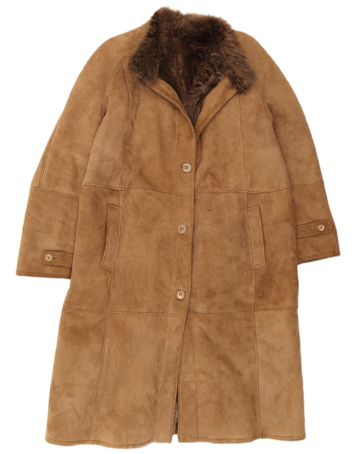 Shearling Dame Shearling Frakke IT 48 XL Brun Shearling