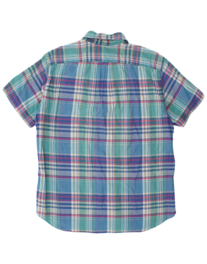 J. Crew Kortærmet Herreskjorte Medium Blå Plaid Bomuld