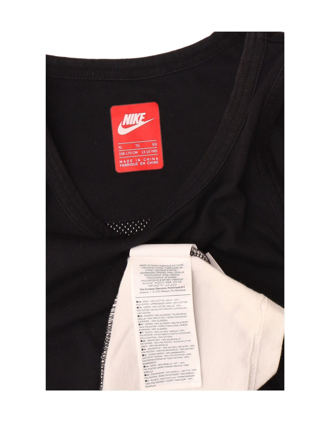 NIKE Drenge Grafisk Vest Top 13-14 år XL Sort Colourblock Bomuld