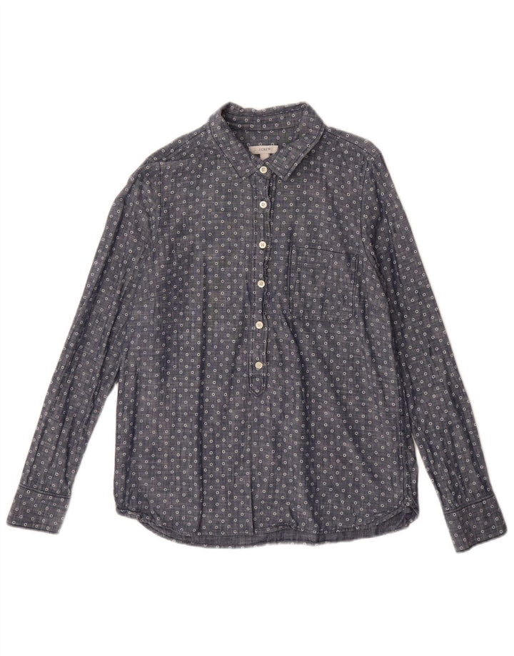 J. CREW Dame Pullover Shirt US 6 Medium Blue Spotted