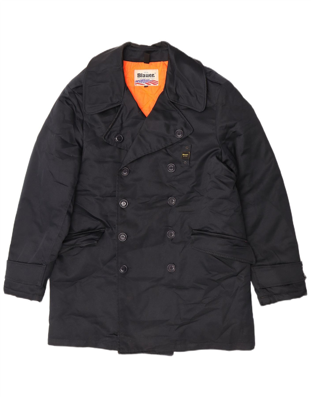 Blauer Herre Dobbeltradet Frakke UK 40 Large Navy Blue Polyester
