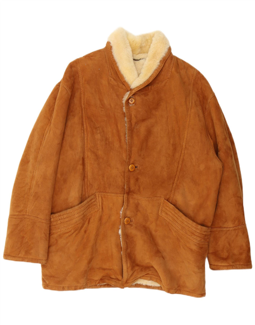 Vintage Herre Shearling Jacket IT 52 XL Brun Shearling