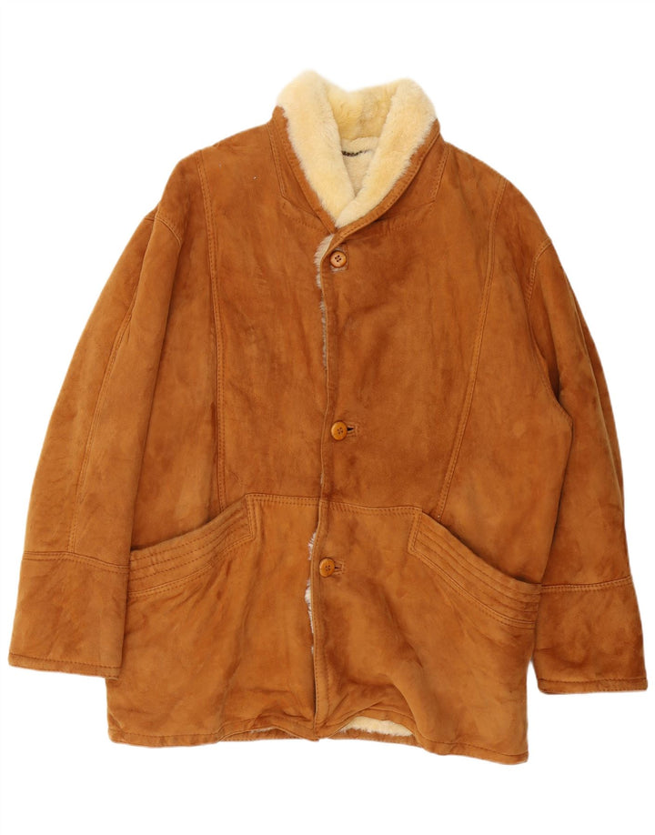 Vintage Herre Shearling Jacket IT 52 XL Brun Shearling