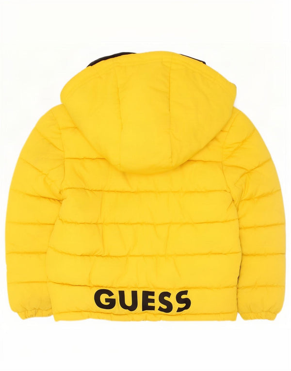 Guess Boys grafisk polstret hættejakke 3-4 år gul polyester