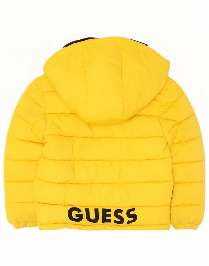 Guess Boys grafisk polstret hættejakke 3-4 år gul polyester