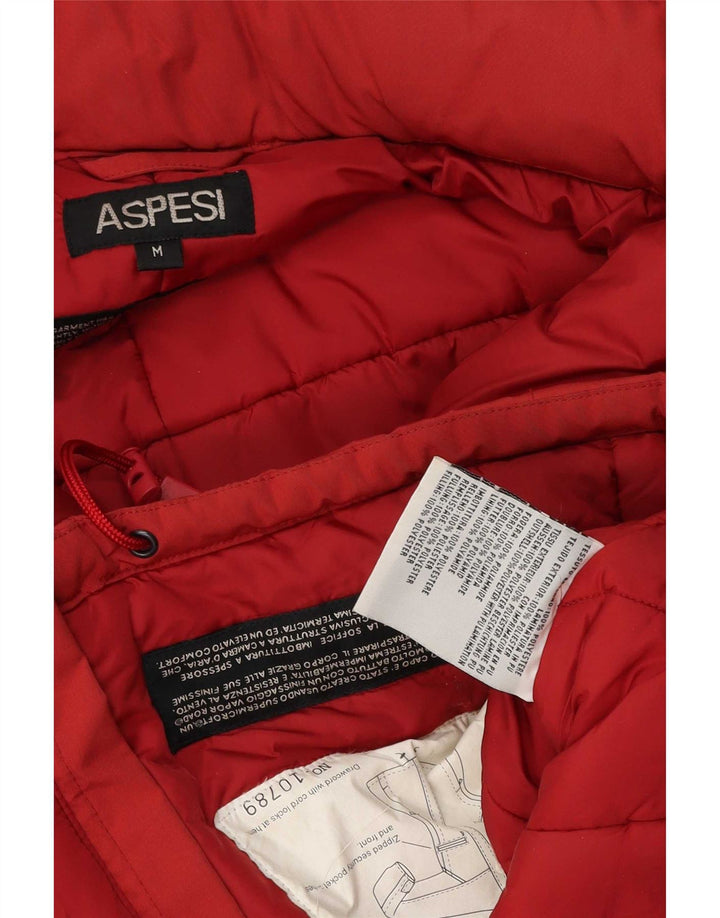 Aspesi Dame Polstret Jakke UK 14 Medium Rød Polyester