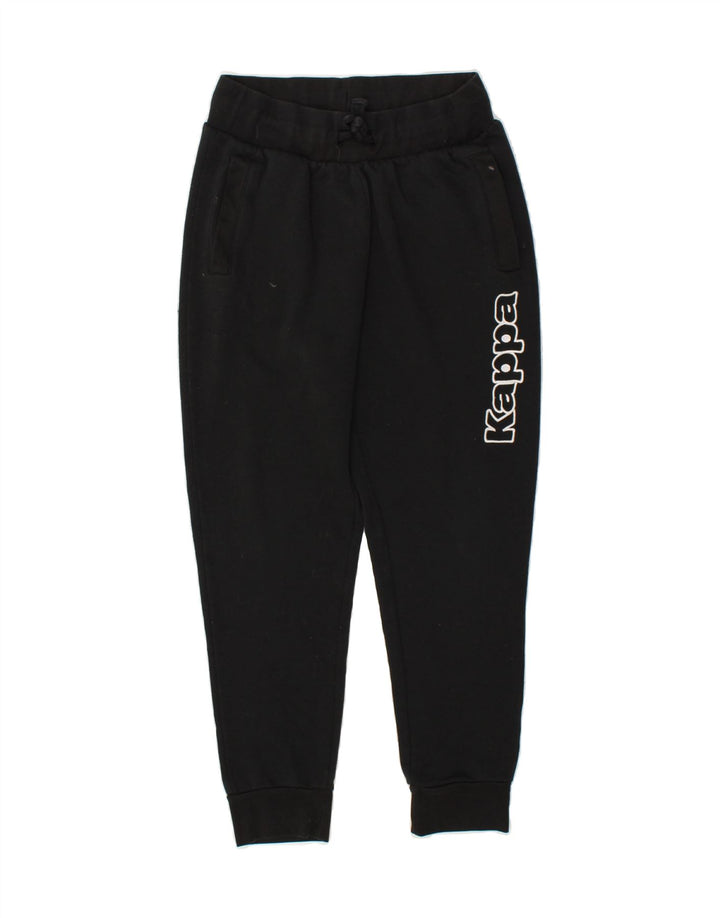 KAPPA Boys Graphic Tracksuit Trousers Joggers 13-14 Years Black Polyester | Vintage Kappa | Thrift | Second-Hand Kappa | Used Clothing | Messina Hembry 