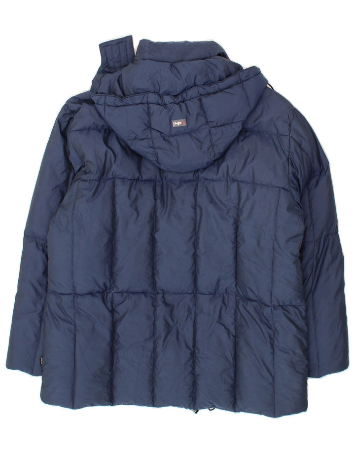 ELHO Womens Hooded Padded Jacket UK 20 2XL Navy Blue Polyamide Vintage Elho and Second-Hand Elho from Messina Hembry 