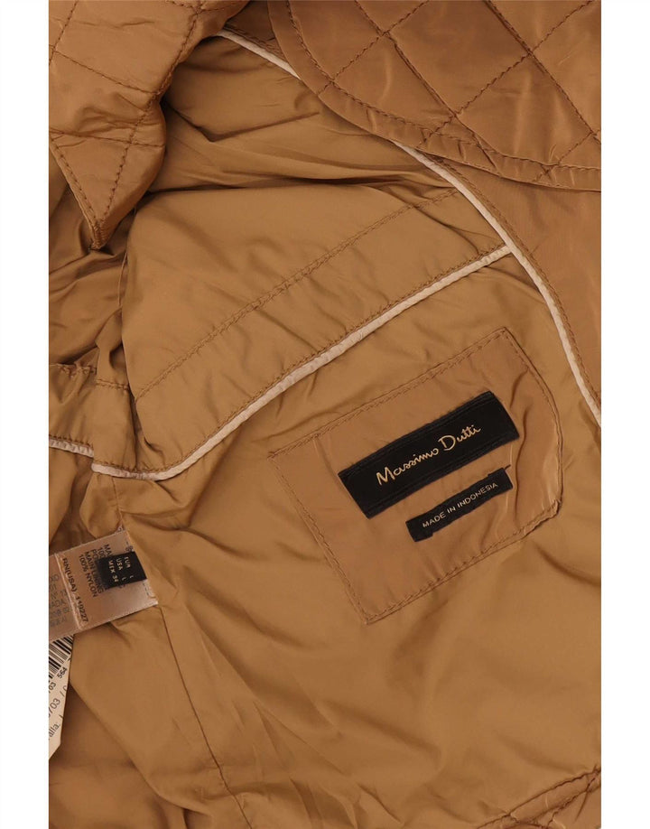 Massimo Dutti Dame Quiltet Jakke UK 14 Large Beige Polyester