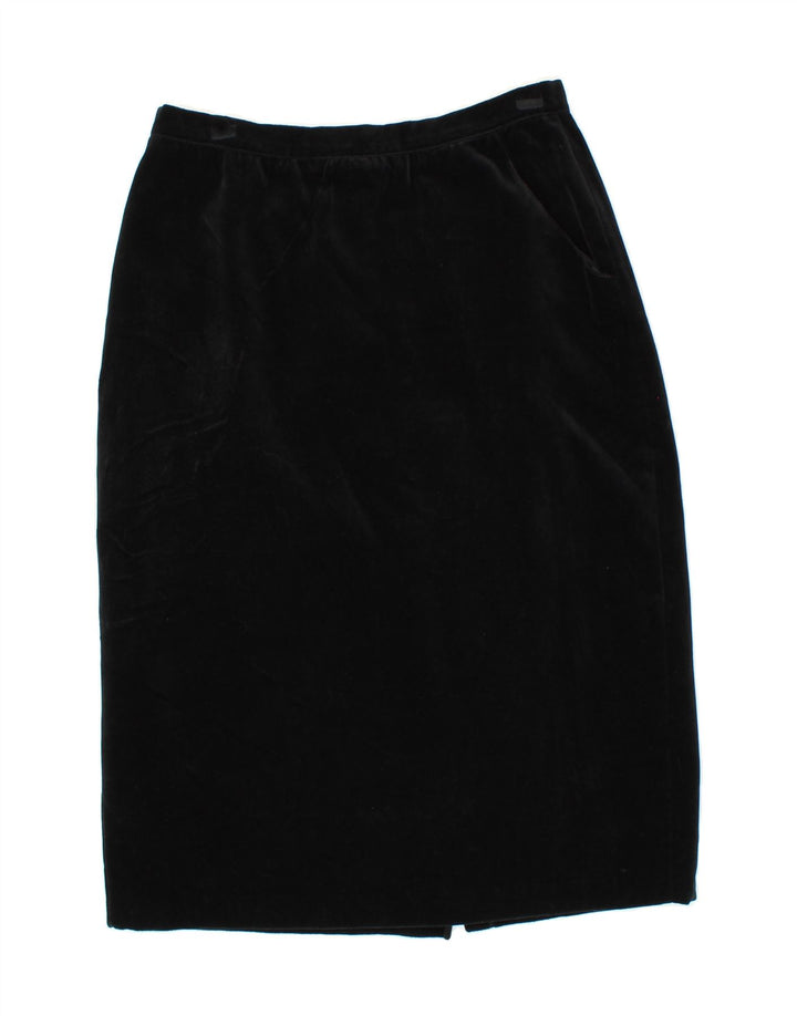 VINTAGE Womens Pencil Skirt IT 46 Large W30 Black Cotton Vintage Vintage and Second-Hand Vintage from Messina Hembry 
