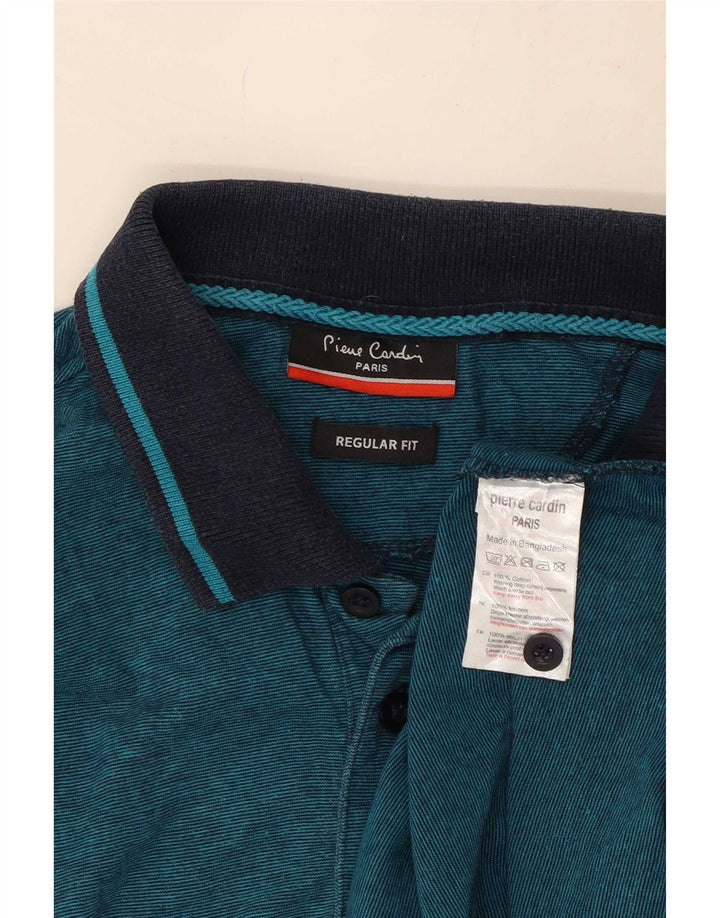Pierre Cardin Herre Regular Fit Rugby Polo Shirt Medium Blue Pinstripe