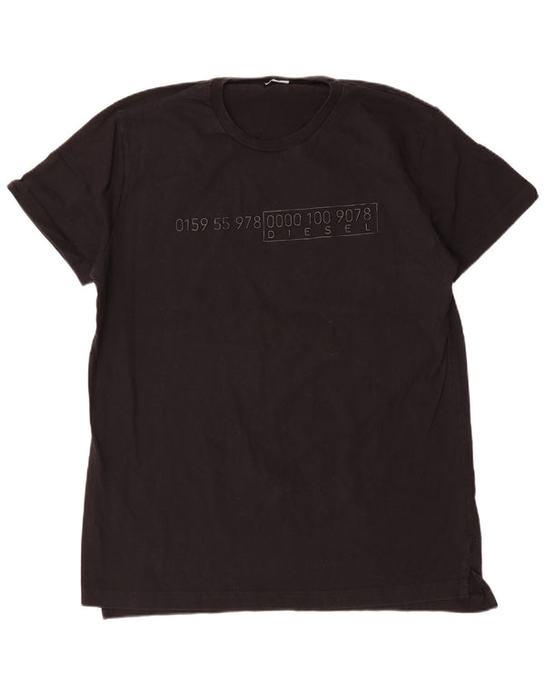 Diesel Herre Grafisk T-Shirt Top 2XL Sort Bomuld