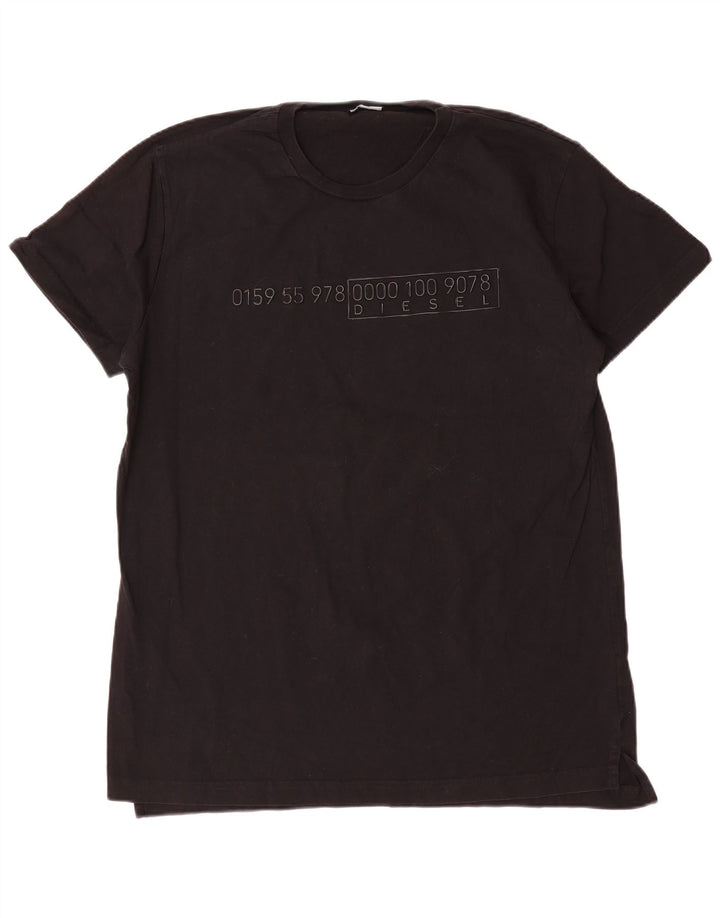 Diesel Herre Grafisk T-Shirt Top 2XL Sort Bomuld