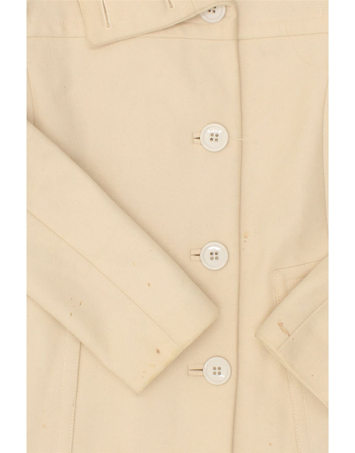 PINKO Womens Overcoat UK 8 Small Beige Wool Vintage Pinko and Second-Hand Pinko from Messina Hembry 