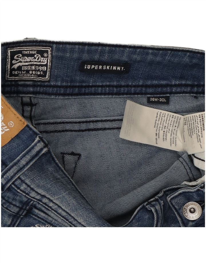 SUPERDRY Dame Super Skinny Jeans W26 L30 Blå Bomuld