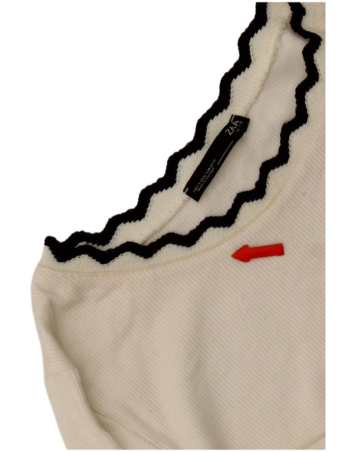 Zara Womens Crop Top Langærmet UK 8 Small White