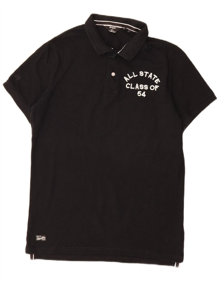Superdry grafisk poloshirt til mænd, stor sort bomuld