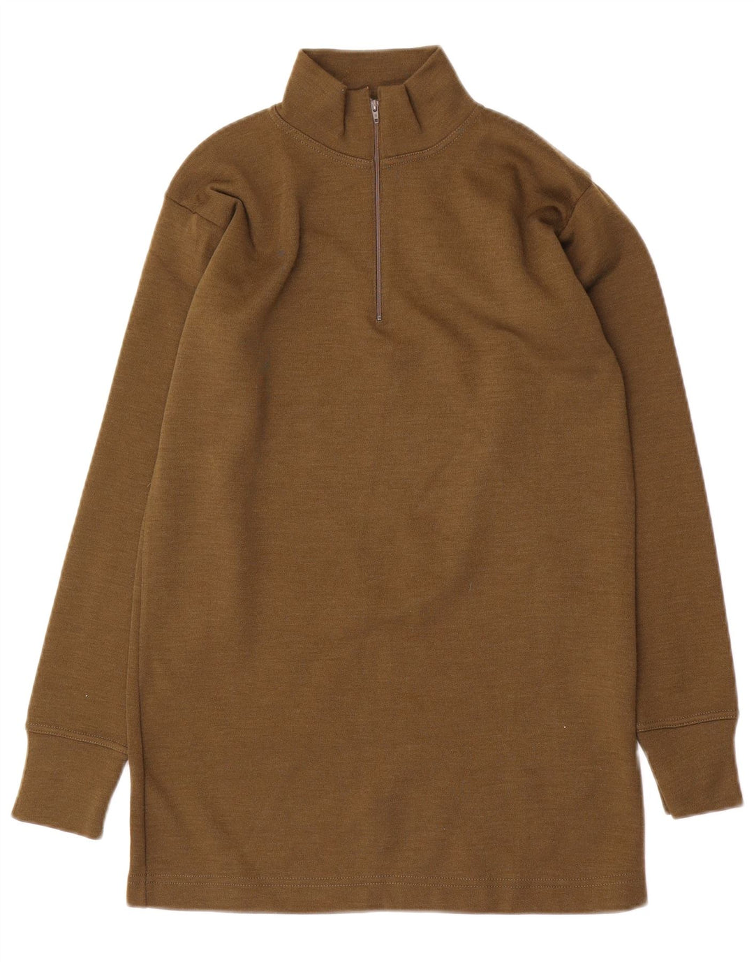 Vintage herre lynlås-hals sweater medium Khaki polyamid