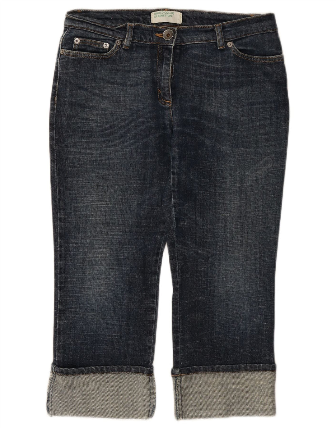 BENETTON Dame Capri Jeans W28 L21 Blå