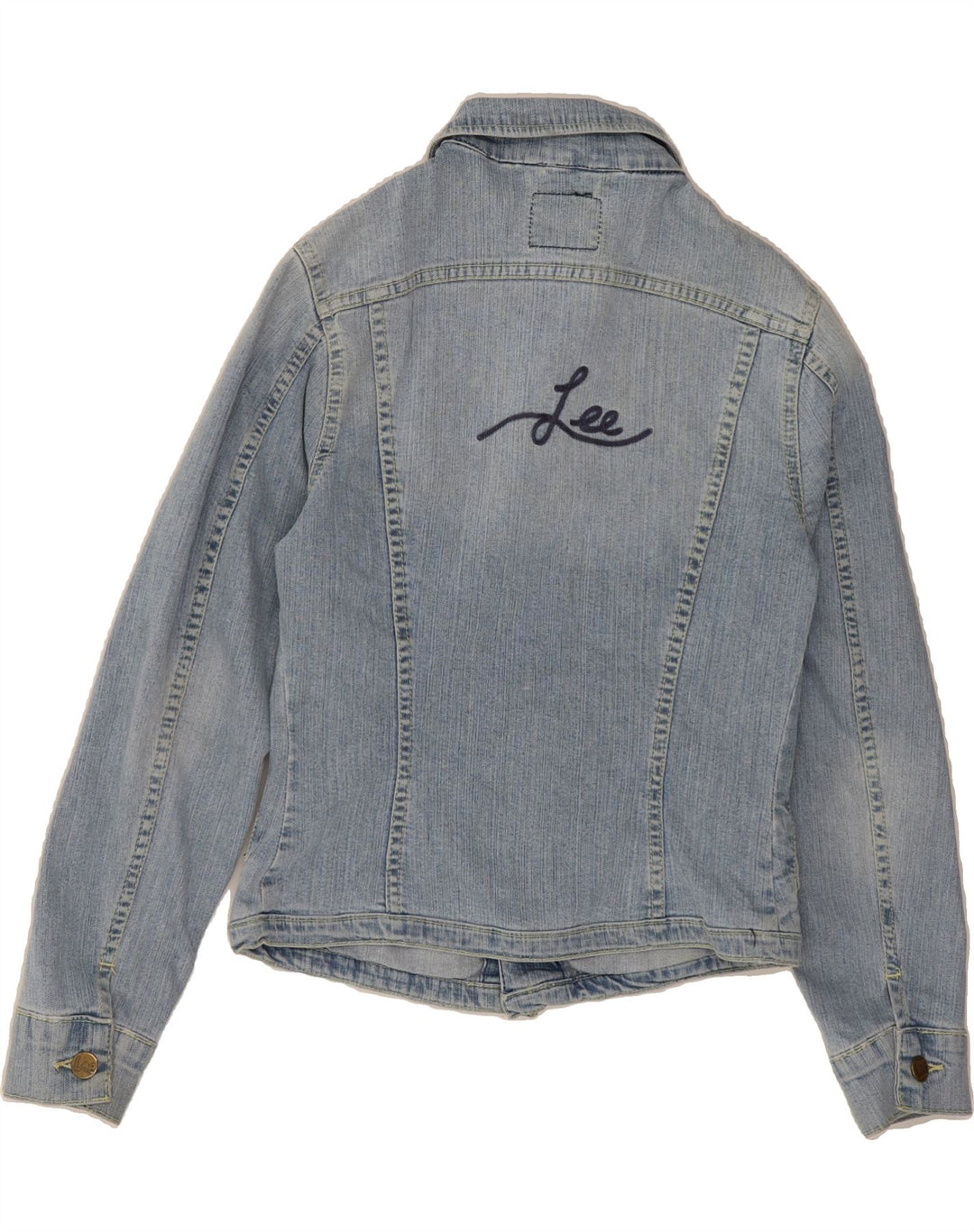 LEE Girls Graphic Denim Jacket 9-10 Years Large Blue Vintage Lee and Second-Hand Lee from Messina Hembry 