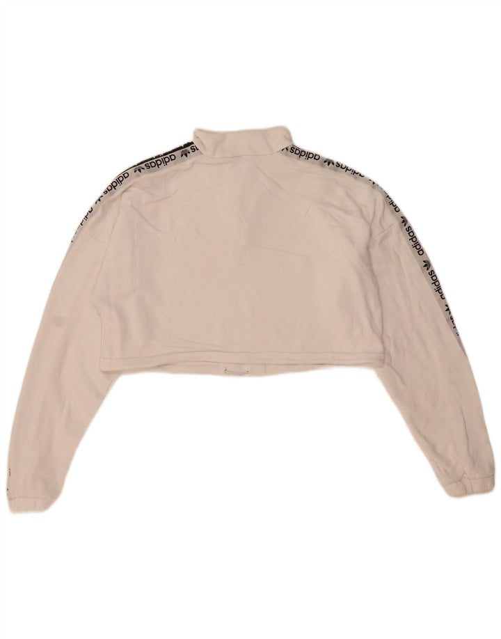 Adidas Dame Oversized Graphic Crop Sweatshirt Jumper UK 12 Medium White