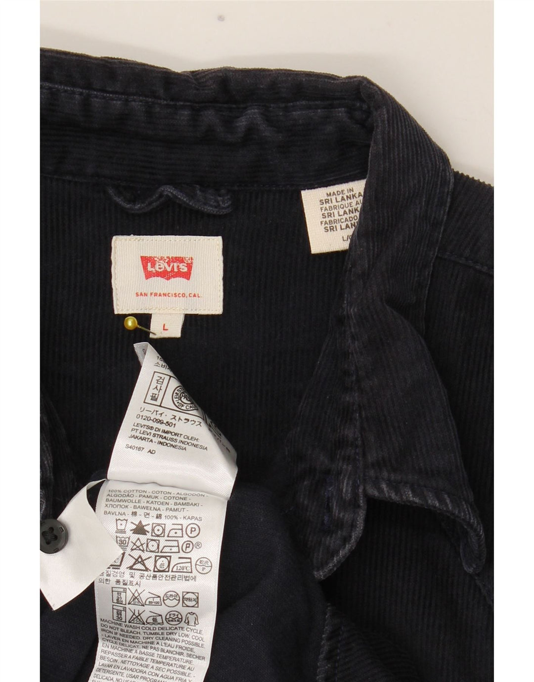 Levi's Herre fløjlsskjorte Stor marineblå bomuld