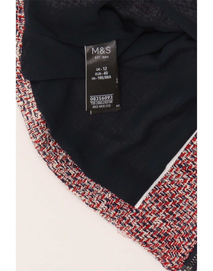 Marks & Spencer Dame Crop Blazer Jacket UK 12 Medium Red Flecked Bomuld