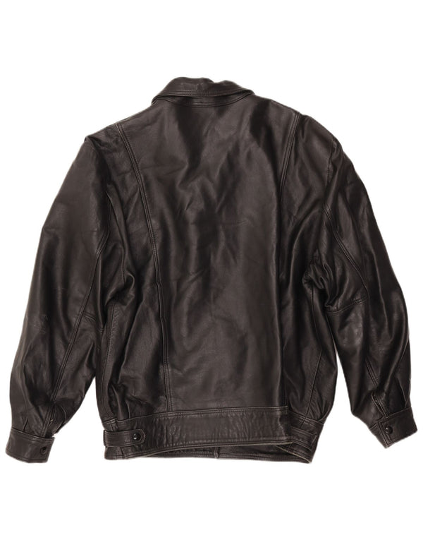 VINTAGE Herre Læderjakke UK 40 Large Sort