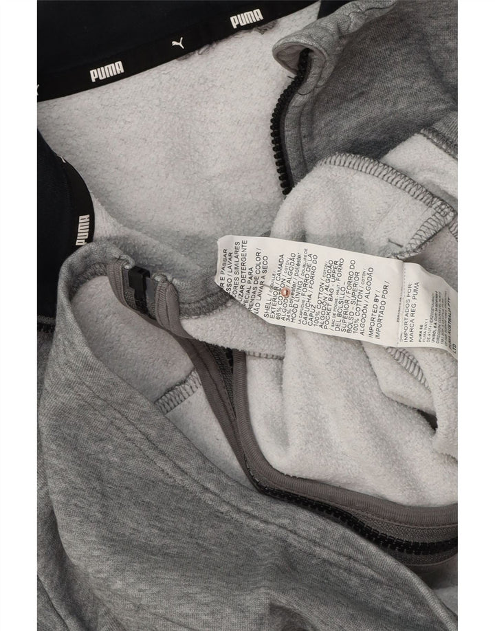 PUMA drenge grafisk hættetrøje med lynlås 9-10 år grå bomuld