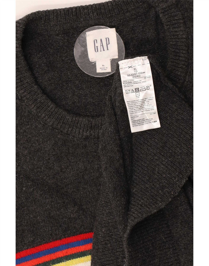 Gap herre rund hals sweater XL grå stribet nylon