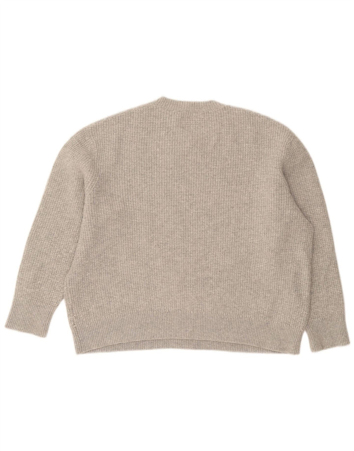 All Saints Dame Oversized Crew Neck Jumper Sweater UK 16 Large Grey Wool