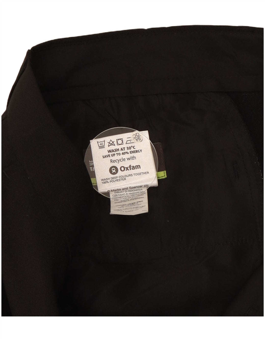 Marks & Spencer Straight Chino-bukser til mænd W36 L29 Sort polyester