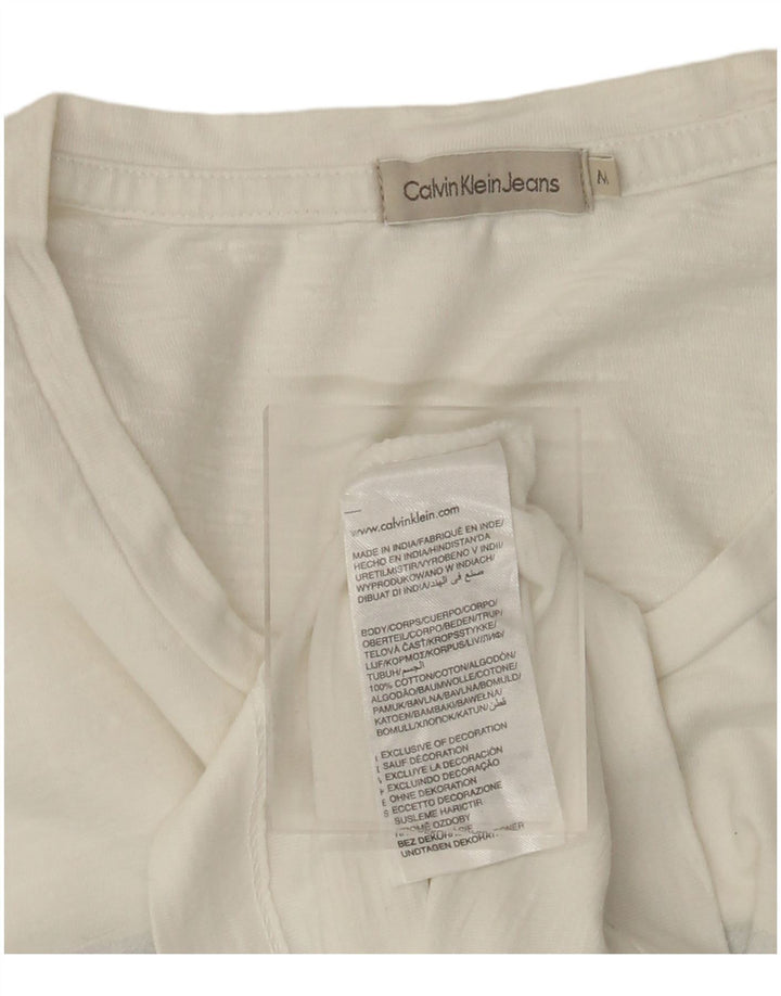 CALVIN KLEIN JEANS Herre grafisk T-shirt Top Medium Hvid Bomuld