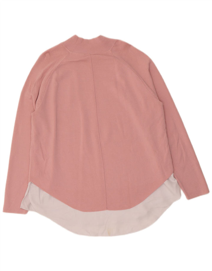 Ted Baker Dame Turtle Neck Sweater Størrelse 3 Medium Pink Colourblock