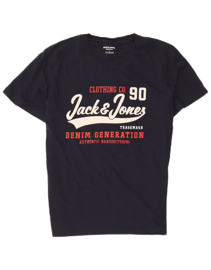 Jack & Jones Herre grafisk T-shirt Top Stor marineblå