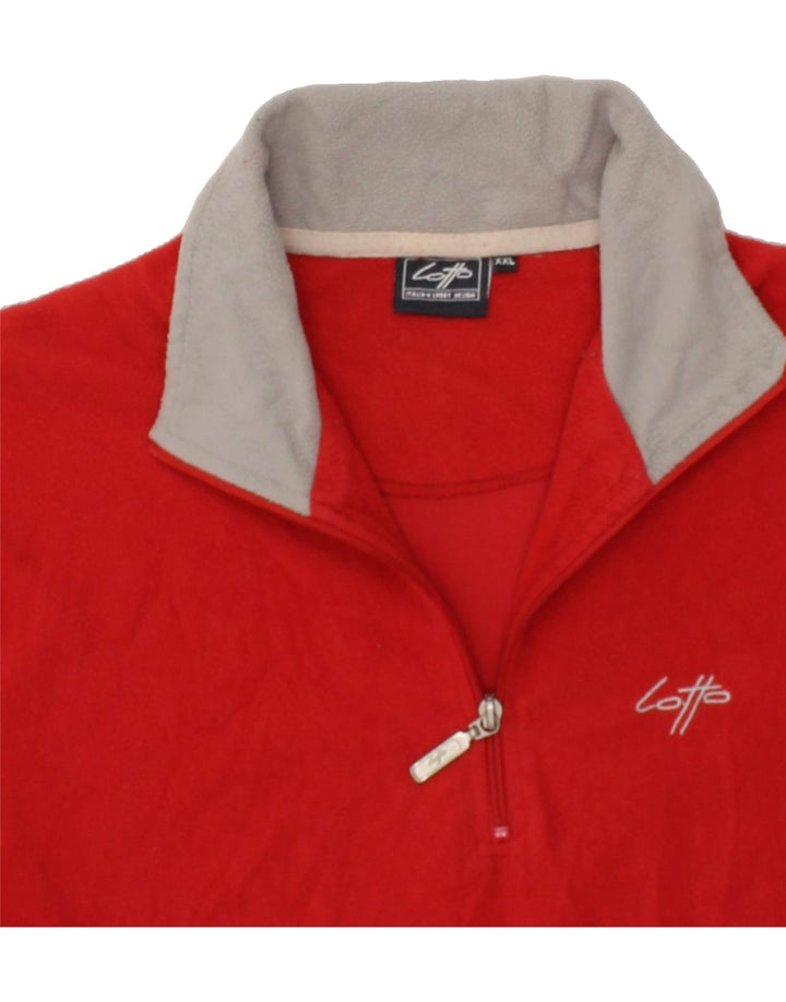 LOTTO Mens Zip Neck Fleece Jumper 2XL Red Polyester Vintage Lotto and Second-Hand Lotto from Messina Hembry 