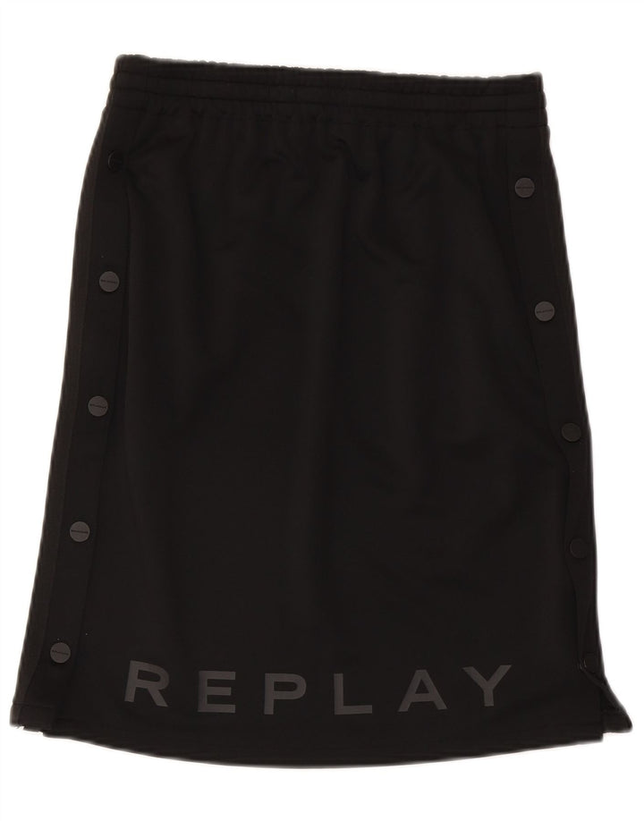 Replay Dame Grafisk Nederdel Small W27 Sort Polyester Sports