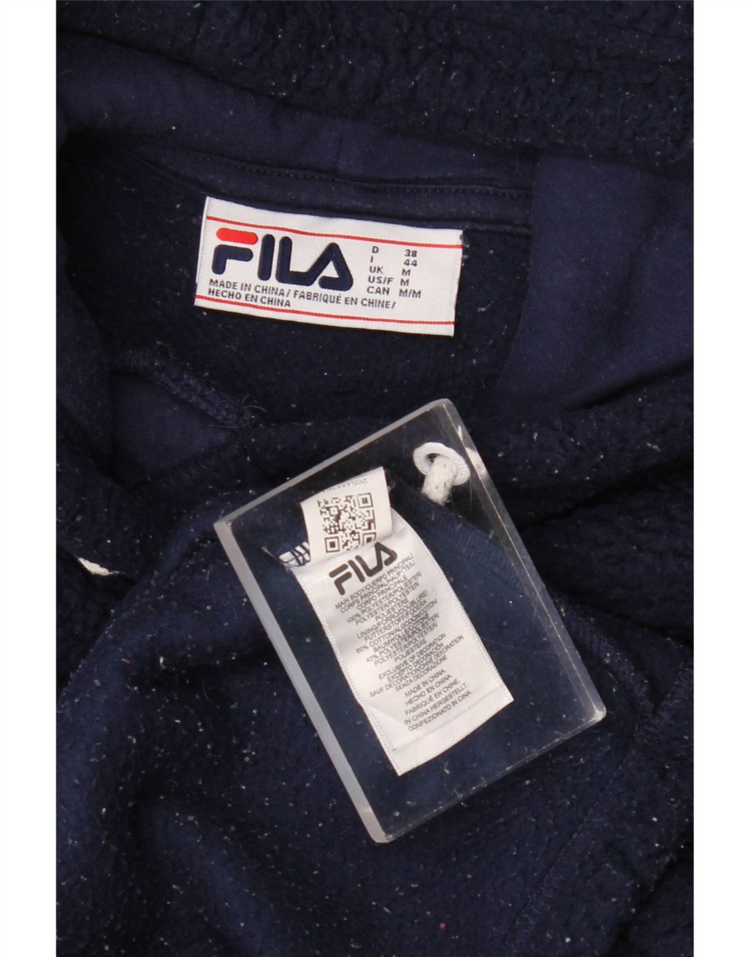 FILA Dame grafisk fleecetrøje med hætte UK 14 Mellem marineblå polyester