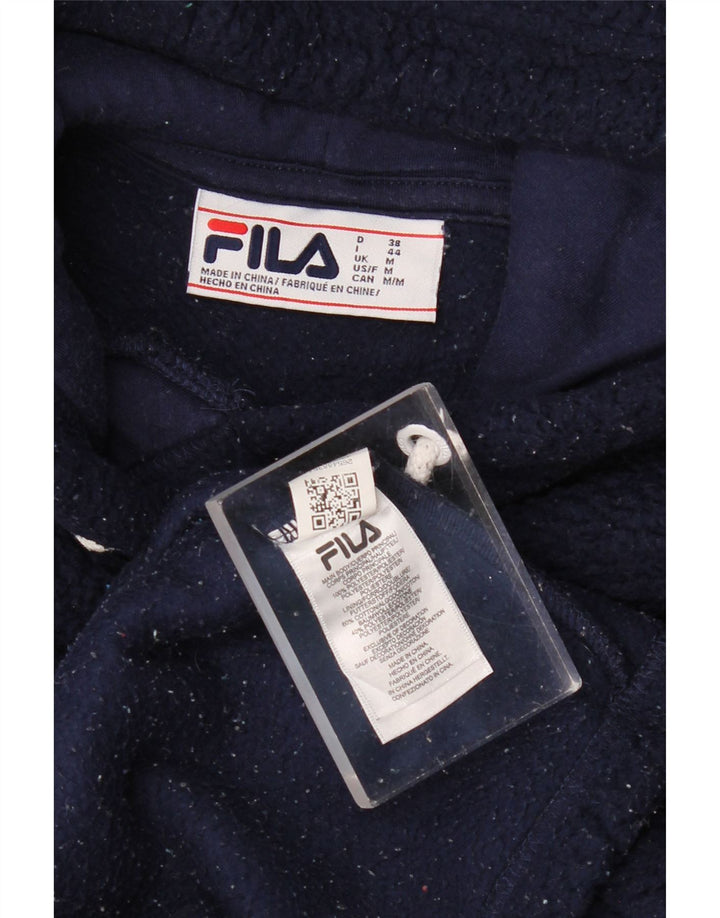 FILA Dame grafisk fleecetrøje med hætte UK 14 Mellem marineblå polyester