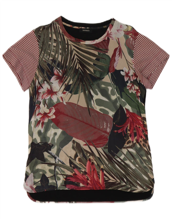 Max & Co. Grafisk T-shirt top til kvinder UK 14 Medium Multicolored Floral