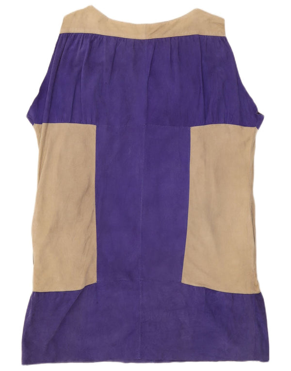 Vintage Womens Sleeveless Tunic Top UK 18 XL Purple Colourblock