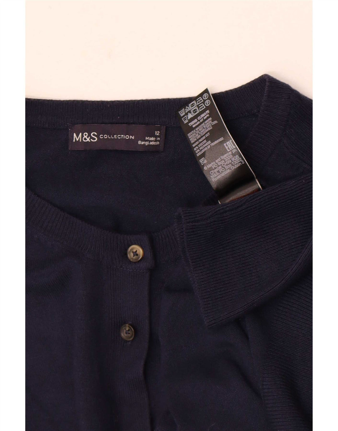 Marks & Spencer Dame Cardigan Sweater UK 12 Medium Navy Blue Viscose